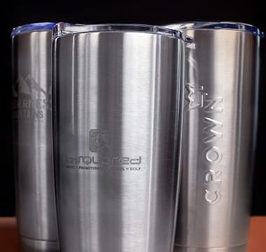 Various custom branded tumblers